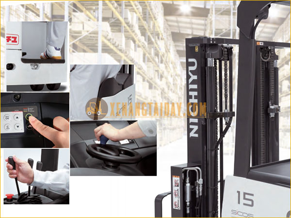 Thao tác vận hành đơn giản, dễ lái, nâng hạ cơ bản dễ dàng.