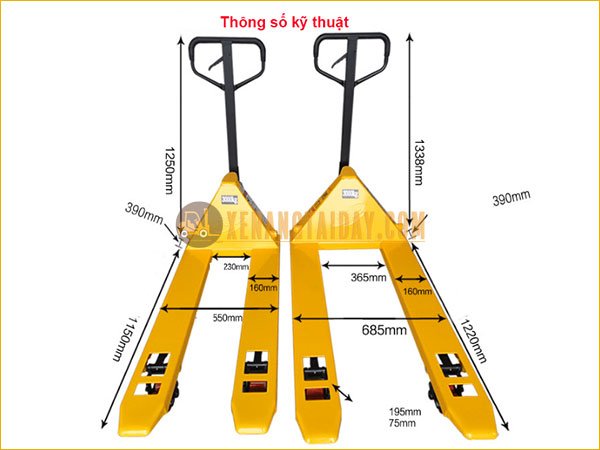 Thông số kích thước càng rộng và càng hẹp