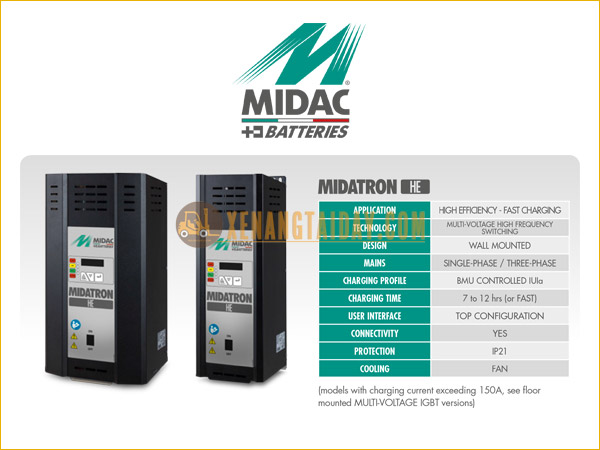 Máy nạp ắc quy xe nâng Midac