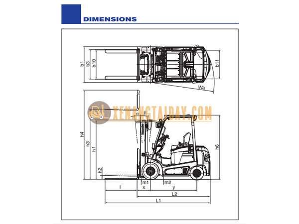 Thông số kỹ thuật xe nâng điện ngồi lái Komatsu FB25-12