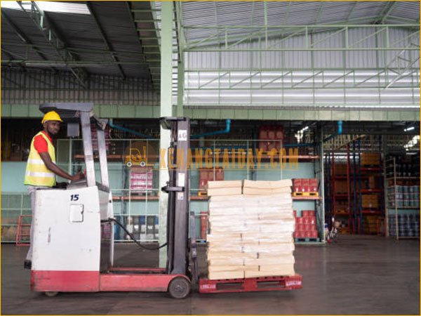 Xe nâng điện đứng lái 1.5 tấn Nichiyu nâng hàng trong kho