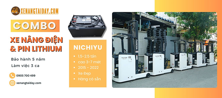 Combo Xe Nâng Điện Nichiyu Và Pin Lithium Xe Nâng