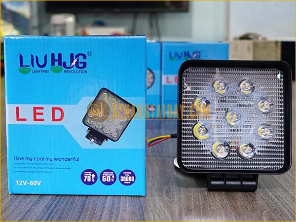 Đèn pha LED vuông 9 bóng chiếu sáng cho xe nâng