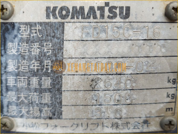 Xe Nâng Dầu KOMATSU FD15C-16