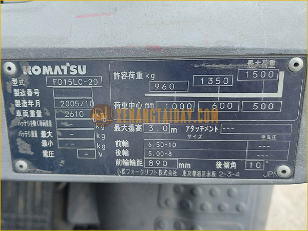 Xe Nâng Dầu KOMATSU FD15LC-20