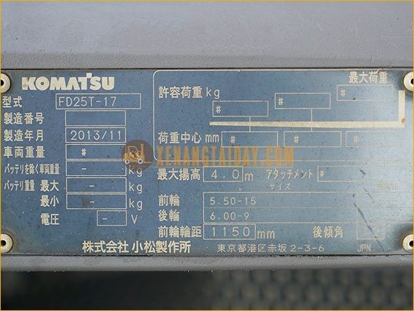 Xe nâng dầu KOMATSU FD25T-17