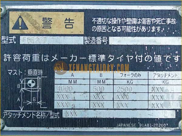 Xe nâng dầu MITSUBISHI FDE25T