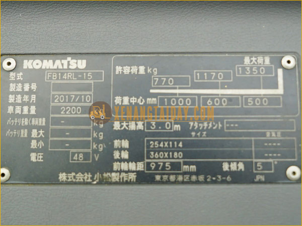 Xe nâng điện đứng lái KOMATSU FB14RL-15