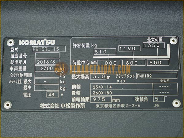 Xe nâng điện đứng lái KOMATSU FB15RL-15