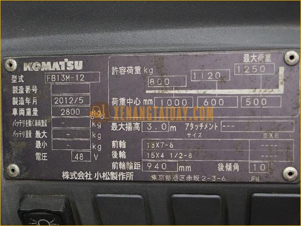 Xe nâng điện ngồi lái KOMATSU FB13M-12