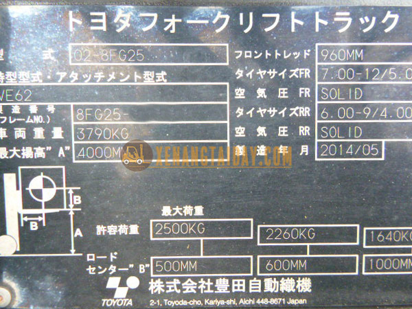 Xe nâng Xăng TOYOTA 02-8FG25