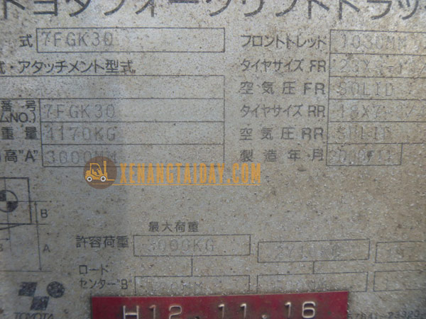 Xe nâng Xăng TOYOTA 7FGK30
